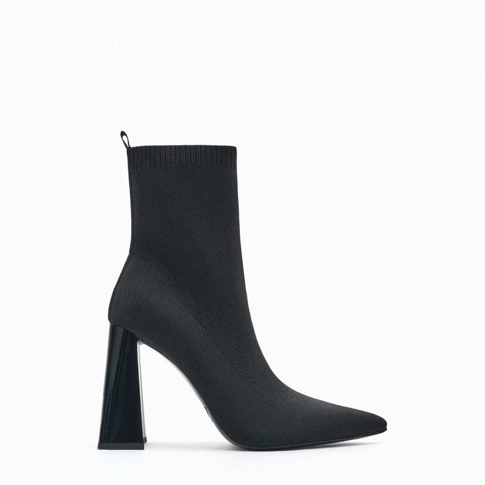Zara Black Heeled Boots for Women